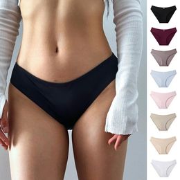 3PCSset Scarmuls Briefs Femmes Sxl Couleur solide Sous-vêtements Bas taille dames sous-pants filles Soft Panties Sexy Lingerie féminine 240407