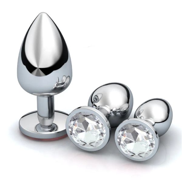 3pcsSet Petit Moyen Grand Plug Anal En Métal Lisse Gode Jouets Butt Plugs Gay Anal Perles pour WomenMen