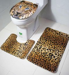 3PCSSet Tiger Luipaard Dierafdruk Bad Mat Voet Mat Badkamer Toilet Tapijt Tapijt Duurzame Decor Niet -slip Droge dekens Huisbenodigdheden S6335418