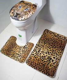 3PCSSet Tiger Luipaard Dierafdruk Bad Mat Voet Mat Badkamer Toilet Tapijt Tapijt Duurzaam Decor Niet -slip Droge dekens Huisbenodigdheden S1261508