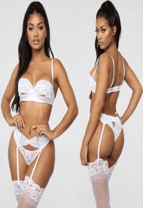 3PCSset Femmes Bra transparent Set Garter Black Sexy Lingerie Lace Laceria Plus Taille Underwear6044841