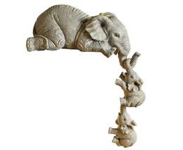 3 pièces Elephants Mère suspendus 2Babies Figurine Résine Craft Home Decoration Ornements suspendus au bord des statues de l'étagère3731218
