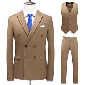 Traje de boda de 3 piezas, ropa para hombre, moda, doble botonadura, sólido, ajustado, ropa formal de negocios, vestido de esmoquin informal de talla grande 6XL Me280x