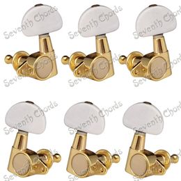 3R3L Sealed-gear White Pearl Button Guitar Tuning Pegs Mécaniques - Or