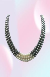 Collier de perles naturelles 38 mm Noir blanc noir 1719quot0121492418