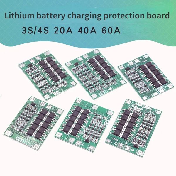 3S/4S 40A 60A Li-ion Battery Battery Protection Carger Protection 18650 BMS para motor de perforación 11.1V 12.6V/14.8V 16.8V Mejora/balance