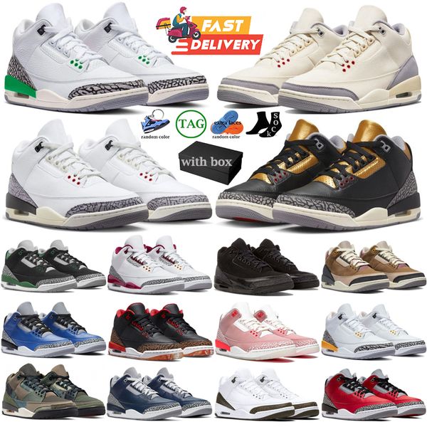 3s Chaussures de sport 3 Hommes Femmes Baskets de basket-ball Lucky Green Wizards Fire Red Racer Bleu Pine Green Cool Gris Laser Orange Katrina Archaeo Brown Baskets 36-47