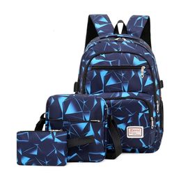 3 ensembles de sacs d'école pour filles garçons sacs à dos imperméables légers enfants impression dessin animé orthopédie cartable enfants 240219