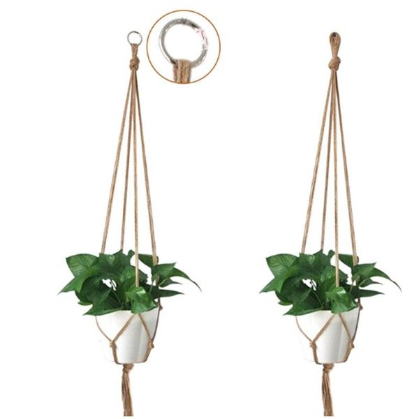 3 estilos Vintage macramé plantas gancho para colgar maceta titular 4 patas cuerda colgante cuerda arte de la pared hogar jardín balcón decoración maceteros P