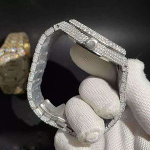 3TXM VVS Moissanite herenhorloge Automatisch Sier diamanten passeren tt Topkwaliteit ETA-uurwerk 904L roestvrij staal ijskoude saffier horlogeQS3OT50D