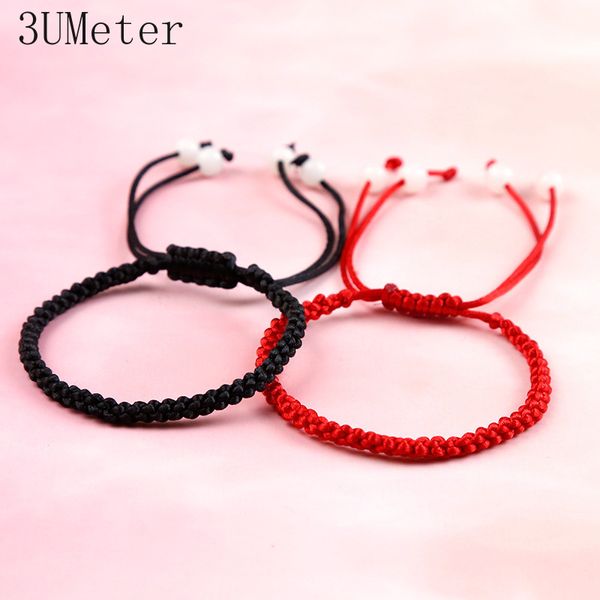 3UMeter Mode Noir Rouge Bracelet Tricoté À La Main Simple Corde Rouge Bracelet Hommes Femmes Couple Cadeau Drop Shipping