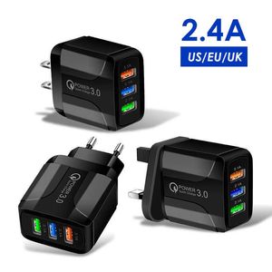 Cargador de teléfono móvil multipuerto 3USB 5V 2.4A adaptador de corriente de auriculares de carga directa de panel plano especialmente diseñado para países extranjeros