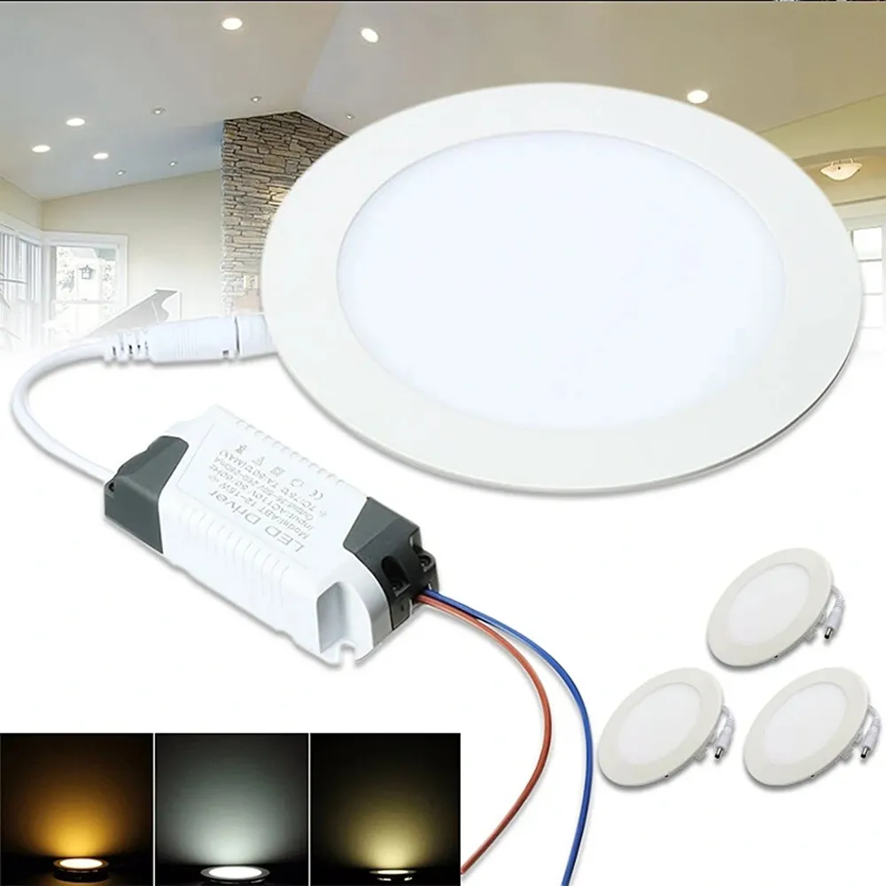 3W-25W 라운드 LED 천장 조명 오목 부엌 욕실 램프 AC85-265V LED 다운 가벼운 따뜻한 흰색/시원한 흰색/천연 흰색