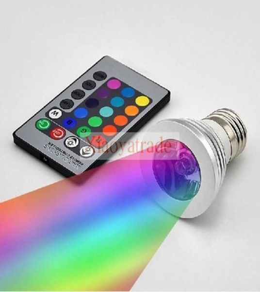 3W LED RVB Bulbe 16 Couleurs Spotlights LED 3W LAMPE DE BAMBE LED RVB E27 GU10 E14 MR16 GU53 avec 24 clés Remote Control 854187287