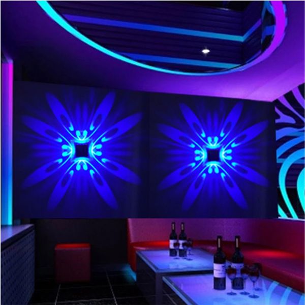 Lámpara de pared LED de 3W montada en proyección interior iluminación colorida Mural luminaria de fondo luz de pared para el hogar Hotel KTV B