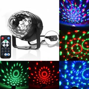 LED -effecten 3W Mini RGB Crystal Magic Sound Activated Disco Ball Stage Lamp Lumiere Christmas Laser Projector US UE Crestech