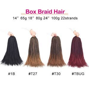 3X Boîte Tresses Crochet Cheveux 14 18 24 Pouces Ombre Couleur Synthétique À La Main Tressage Extensions De Cheveux Pour Les Femmes Noires 22 Racines