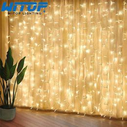 3x1 / 3x2 / 3x3M LED Icicle String Lights Navidad Luces de hadas Garland Hogar al aire libre para boda / fiesta / cortina / decoración de jardín 211122