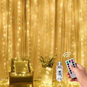 3x1 / 3x2 / 3x3m Télécommande USB LED Rideaux Lumières Fée Extérieure Décoration de Lumière LED Pour Noël / Mariage / Fête / Rideau / Jardin Y200903