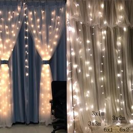 3x1 3x3 6x2 300 / 600LEDS Home Outdoor Holiday Kerst Decoratieve Bruiloft Xmas String Fairy Gordijn Garlands Strip Party Lights Y200903