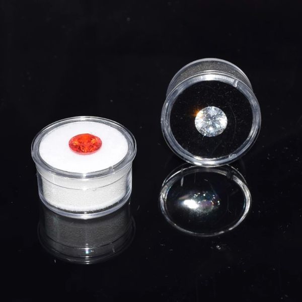 Caja de joyería vacía redonda pequeña de 3x1,7 cm, inserto de esponja, cajas de embalaje para decoración de uñas, contenedor, tarro transparente