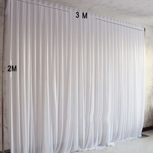 Rideau de fête en soie glacée blanche Simple 3x2M/9.8x6.5FT, arrière-plan d'événement de mariage, décoration de scène, décoration murale de réception-cadeau pour bébé, d'anniversaire