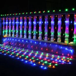 3x2M réseau de LED maille lumière noël fenêtre rideau chaîne lumière extérieure fée guirlande lumineuse pour mariage vacances décor