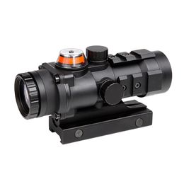 Alcance del rifle 3x32 Táctico Punto rojo Fibra óptica Colimador holográfico Lupa 3X Vista roja o verde iluminada con montaje tejedor de 20 mm Caza