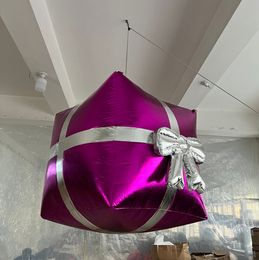 3x3m 10x10ft Shinning Giant Christmas Boîte cadeau gonflable Ornement Airblown Holiday Présent pour la publicité