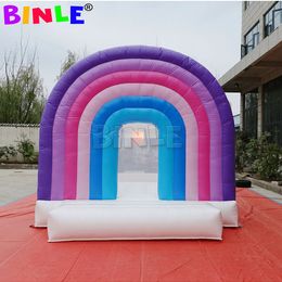 3x3m (10x10ft) Met ventilator groothandel Boho Style Opblaasbaar springkasteel Jumper Pogo Rainbow Bounce House met ventilator Mini Pastel springkasteel voor feest