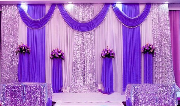 3X3M 3X6M oferta especial 10ftx10ft telón de fondo de boda de lentejuelas con telón de fondo Swag/decoración de boda románticas cortinas de escenario de seda de hielo