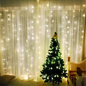 3x3m exterior conectable led cadena cortina luz hadas Navidad luz guirnalda impermeable jardín fiesta boda hadas luz AC 1103132