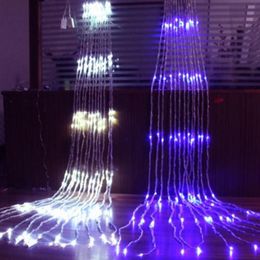 3X3M Waterval Ijspegel Lichtslingers 320 Leds Meteorenregen Regenfee String Christams Bruiloft Vakantie Gordijn Garland AC 110V-2402034