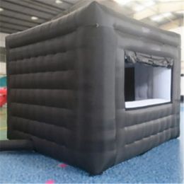 Kiosque gonflable de Cube noir de billet de support de stand de concession de 3x3x2.4m avec des fenêtres et des portes pour la glace de pop-corn de coton