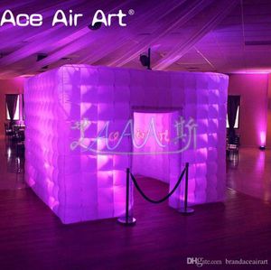 3x3x2.4 m met verlichting Hoge Kwaliteit Mooie Enorme Opblaasbare Led Photo Booth Behuizing Foto Kast Kubieke met Veranderende Lichten