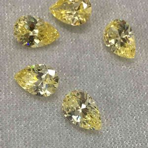 3x5 ~ 10x14mm poire forme lâche CZ jaune clair AAAAA cubique zircone pierre synthétique pour bijoux bricolage pierres précieuses pierre