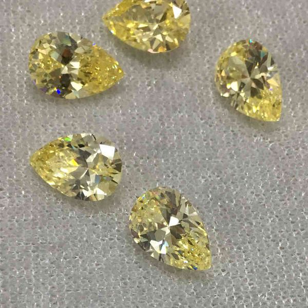 3x5 ~ 10x14mm forma de pera suelta CZ amarillo claro AAAAA zirconia cúbica piedra sintética para joyería DIY gemas piedra