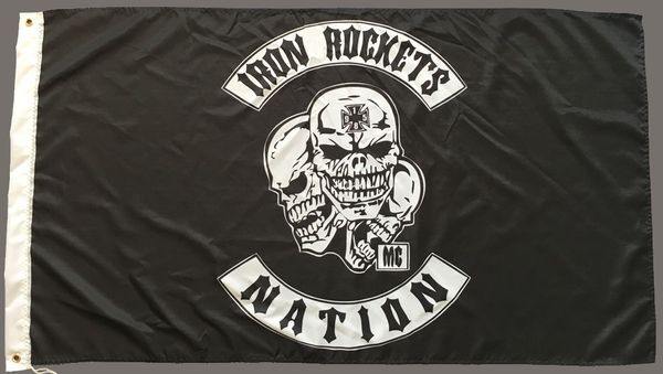 3x5 150x90cm Iron Rockets Nation Pirate Flag Banner Publicidad colgante Poliéster impreso digital, envío gratis, China