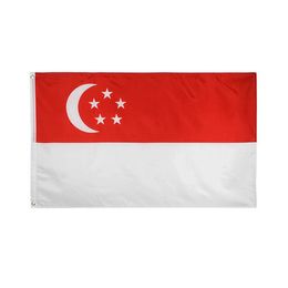 3x5 150x90 cm Singapore-vlag, drop verzending afdrukken elke maat ontwerp Outdoor indoor polyester stof vliegende opknoping, gratis verzending