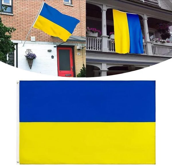 3x5 pieds Ukraine drapeau national extérieur décoration intérieure drapeau bannière avec deux œillets en laiton pour la décoration intérieure extérieure en gros