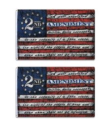3x5 voet 2e seconde amendement vlag levendige kleur en fade proof 2e amendement 1791 vintage Amerikaanse vlaggen polyester met messing G1464888