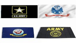 3x5 voet Amerikaanse marine vlag US Army Gold Crest Flags Canvas Header Dubbele gestikte buiten militaire vlaggen met messing doorvoertalen2349592