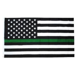 3x5 pieds mince Ligne verte USA Flag des shérifs militaires armée Sheriffs Border Patrol Park Rangers gardiens Wiltens Wildlife Conservation Environnement2726562