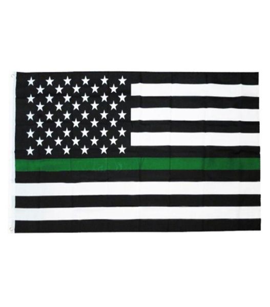 3x5 pies delgada línea verde bandera de EE. UU. Ejército Sheriffs militares Patrulla Fronteriza Park Rangers Game Wardens Conservación de la vida silvestre Medio ambiente5783733