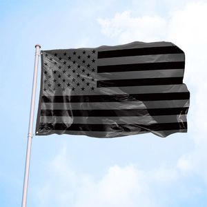 3x5 ft All Black American Flag Polyester 2 Duurzame metalen Rijmjes US Black Flags Historische bescherming Banner Outdoor Indoor Decoratie JY0715