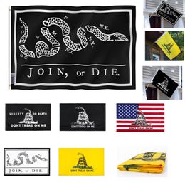 3x5 Ft Black Join Or Die Flags Don't Tread On Me Banner Bandera con ojales de latón para el jardín de su casa al aire libre 90 * 150 cm HH21-290