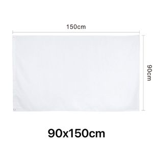 Drapeau de sublimation vierge de 0,9 x 1,5 m 100 % polyester Impression par transfert de chaleur DIY Shaft Cover Publicité extérieure Bannière Décoration Party Sport College avec deux œillets en laiton