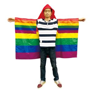 3x5 FT Gay Pride Cape Costume Portable Drapeau avec Manches Classique lgbt Arc-En-USA Drapeau Américain Double Point À Coudre