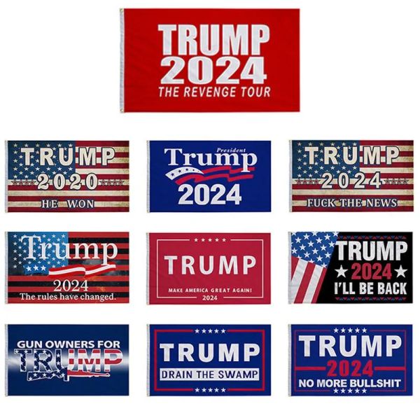 Drapeau Trump 3x5 pieds, drapeaux électoraux 2024, bannière Donald The Revenge Tour, 150x90cm, expédition rapide