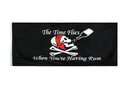 3x5 fts 90x150cm Directe fabrieksvoorraad SCHEDEL JOLLY ROGER VLAG DE TIJD VLIEGT WANNEER U RUM PIRAAT CROSSBONES HEBT3703583